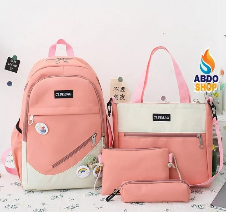 🎒 طقم الدخول المدرسي للبنات 3 قطع + مقلمة وأكسسوارات هدية