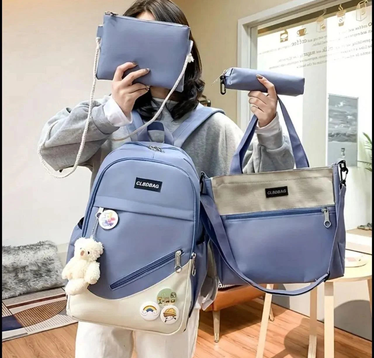 🎒 طقم الدخول المدرسي للبنات 3 قطع + مقلمة وأكسسوارات هدية