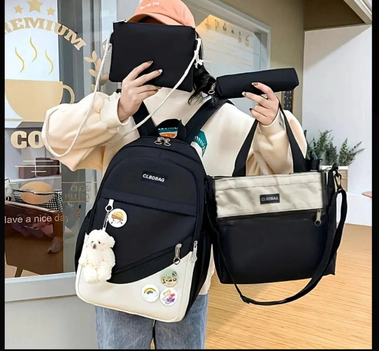 🎒 طقم الدخول المدرسي للبنات 3 قطع + مقلمة وأكسسوارات هدية